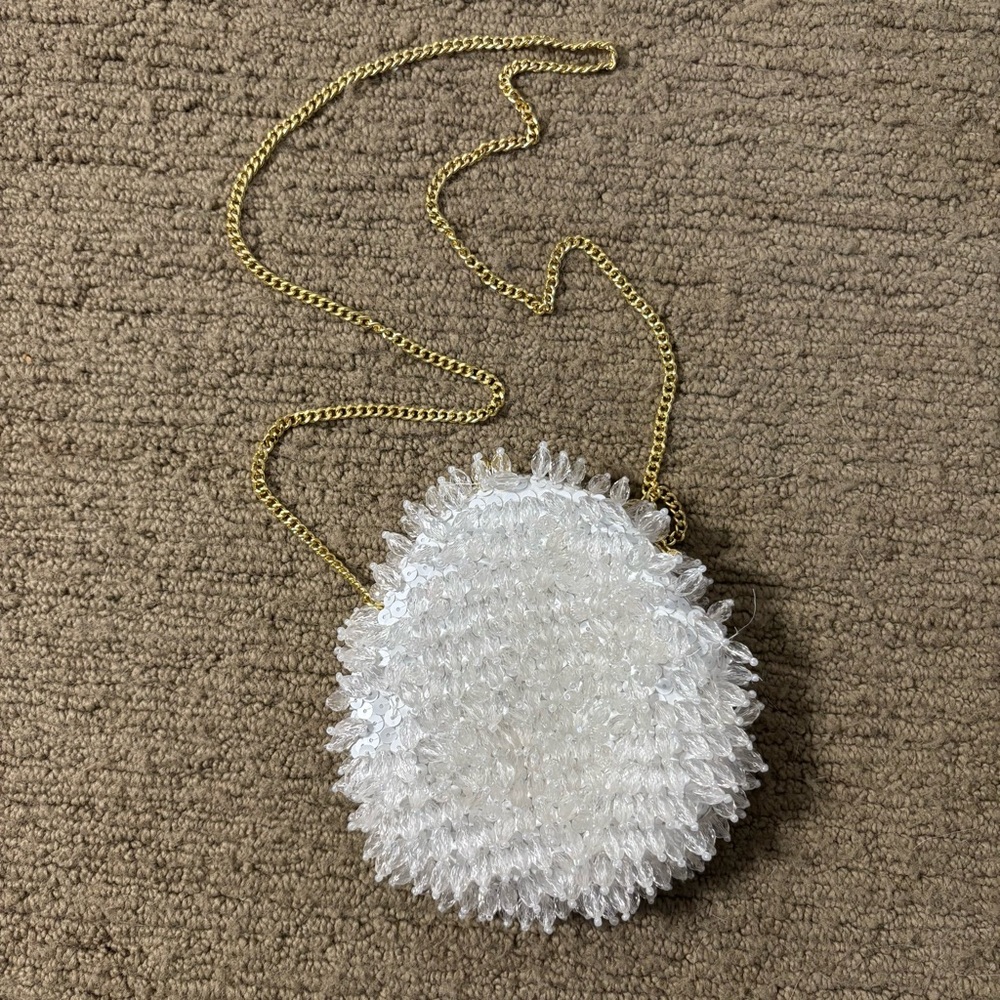 Anthropologie Beaded Fringe Crossbody Clutch Bag